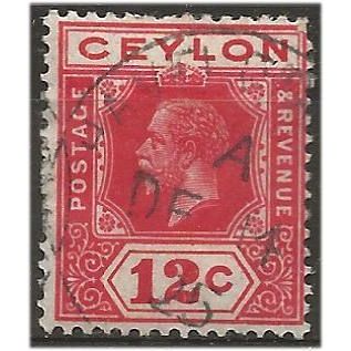 Ceylon 1925 SG347 12c Rose Scarlet Die I Fine Used . .. .