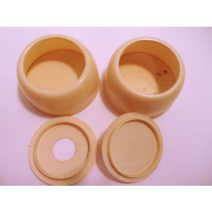 1920s Celluloid Dresser Set Powder Box and Hair Receiver Hand Painted Flowers