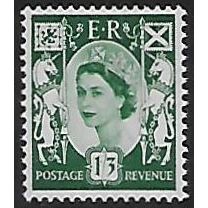 SG S5: 1/3d. green Scotland Regional Stamp: Queen Elizabeth II