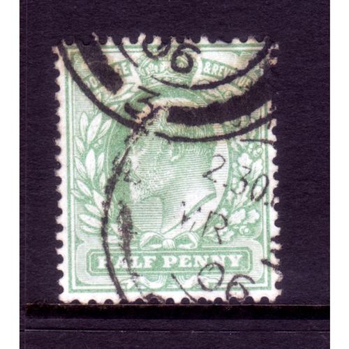 GREAT BRITAIN 1902 EDWARD VII SG218 1/2d YELLOW GREEN FINE USED#8