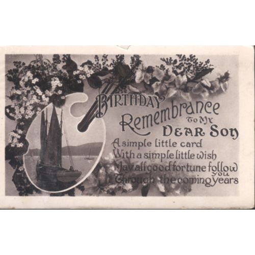Vintage GB Postcard - Birthday Remembrance To My Dear Son
