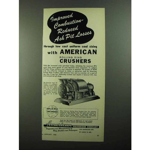 1950 American Pulverizer Company Type S Crusher Ad