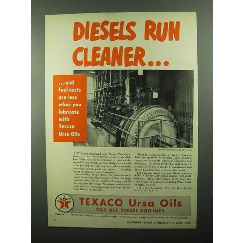 1950 Texaco Ursa Oils Ad - Diesels Run Cleaner