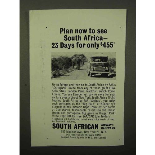 1964 South African Airways Railways Ad - Plan To See
