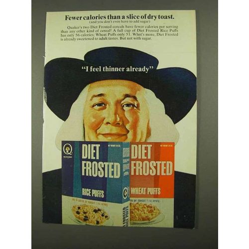 1968 Quaker Diet Frosted Rice Puffs and Wheat Puffs Ad