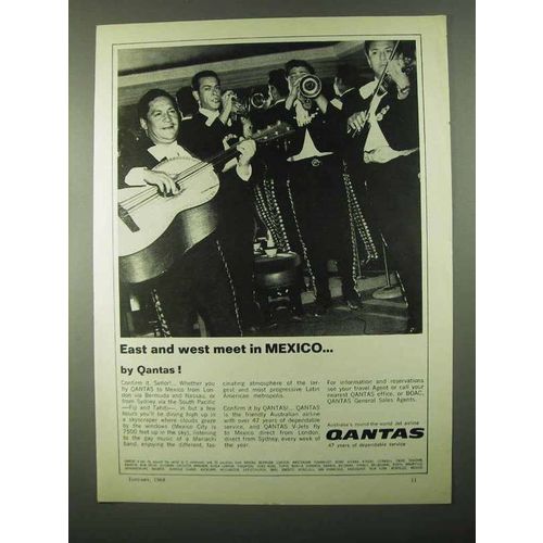1968 Qantas Airline Ad - East and West Meet in Mexico