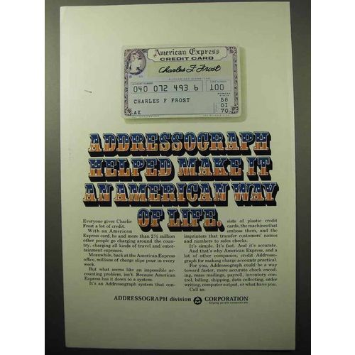 1969 Addressograph Ad - American Express Credit Card