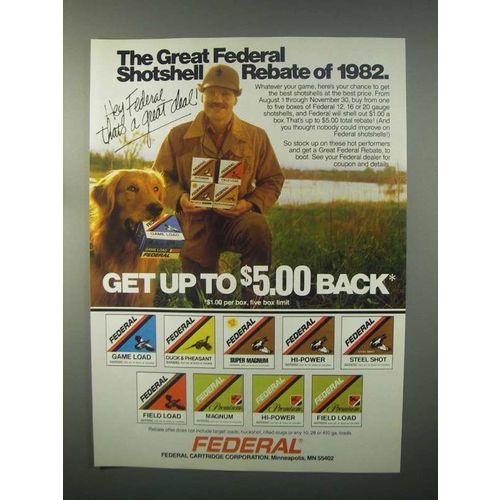 1982 Federal Shotshells Ad - The Great Rebate of 1982