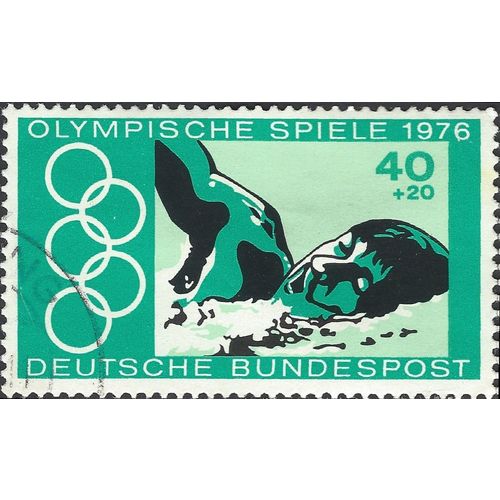 GERMANY, OLYMPICS, Montreal Swimming, green 1967, 40+20pf
