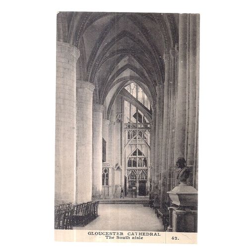 THE SOUTH AISLE, GLOUCESTER CATHEDRAL unused vintage postcard by Sydney Pitcher=