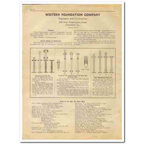 WESTERN FOUNDATION COMPANY 1933 concrete engineers vintage catalog