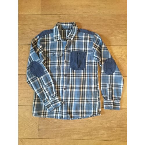 Boys Age 10-11yrs Long Sleeve top blue chequed shirt - ( George )