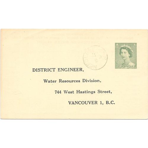 Needles, BC cancel 1957, RF C,