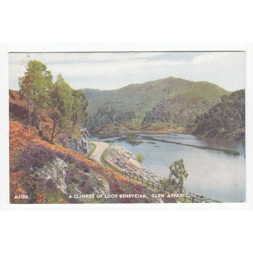 Glimpse of Loch Beneveian Glen Affaric Postcard Inverness-shire J B White A1198