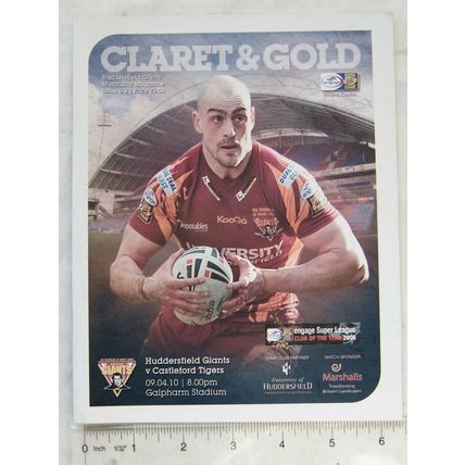 2010 programme Huddersfield Giants v. Castleford Tigers