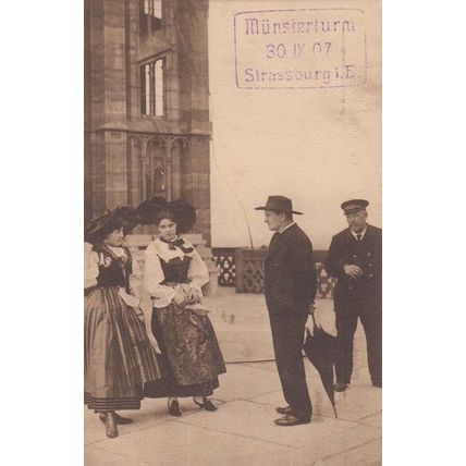 Strassburg 1907 Antique Ladies Fashion Germany German Dress Postcard Postmark