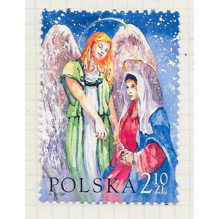 POLAND 2004 CHRISTMAS ANGEL VISITATION MARY SNOWY SCENE USED