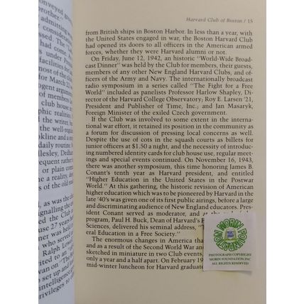 BOOK OF THE HARVARD CLUB OF BOSTON 75th ANNIVERSARY 1908-1983