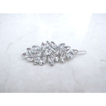Small crystal leaves hair pin barrette bridal clip for fine thin hair
