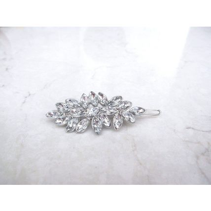 Small crystal leaves hair pin barrette bridal clip for fine thin hair