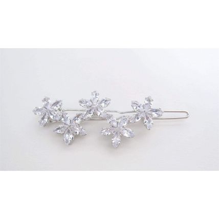 Small crystal flowers hair pin barrette bridal clip for fine thin hair