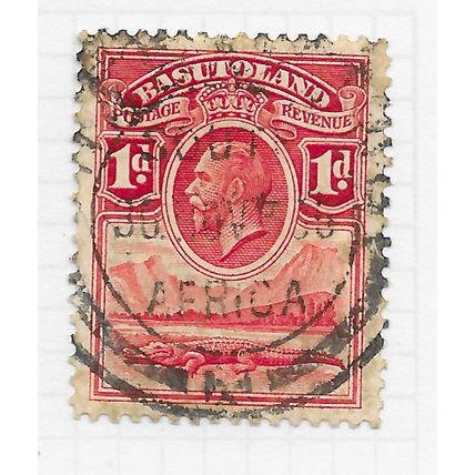 BASUTOLAND 1933 KG5 1d NILE CROCODILE MOUNTAINS USED SOUTH AFRICA POSTMARK