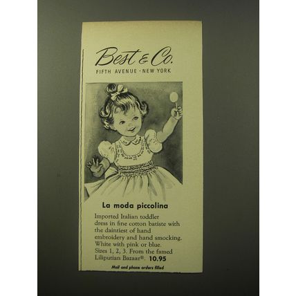 1960 Best & Co. Fashion by Liliputian Bazaar Advertisement - La moda piccolina