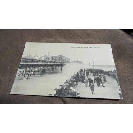Early Postcard - Rough Sea & Palace Pier - Brighton, Sussex