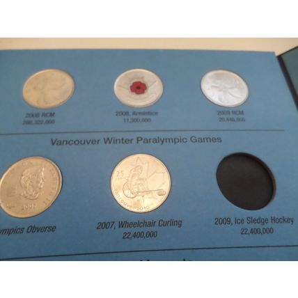 Whitman coin folder- Canada- 25 cent- 2001/2009 - with 32 coins - NOT COMPLETE