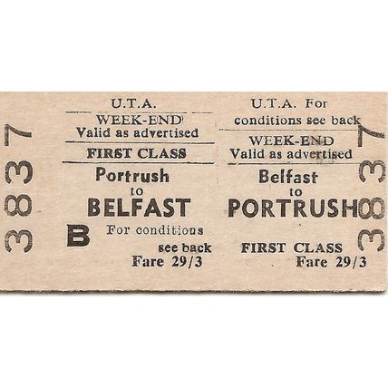 U.T.A. Edmondson Ticket - Belfast to Portrush