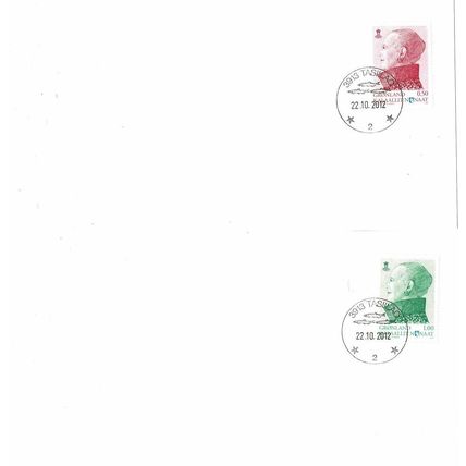 GREENLAND GRONLAND 2012 QUEEN MARGRETHE II 2 x FIRST DAY ISSUE PLAIN POSTCARDS