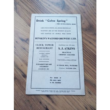1958/59 Watford vs Reading - Division 3(S), 15/11/1958 * FREE P&P *