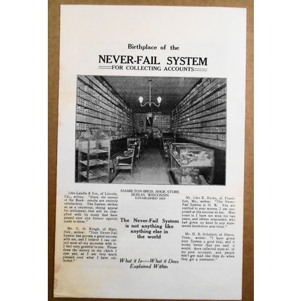 The Never-Fail System for Collecting Accounts - vintage brochure