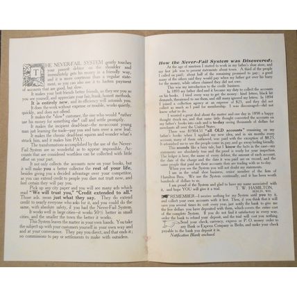 The Never-Fail System for Collecting Accounts - vintage brochure