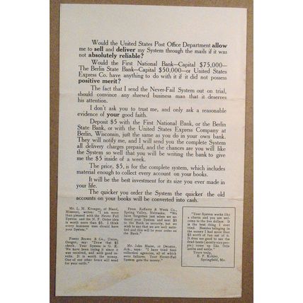 The Never-Fail System for Collecting Accounts - vintage brochure