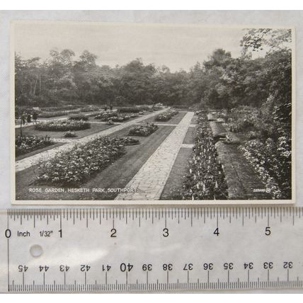 vintage postcard Rose Garden, Hesketh Park, Southport