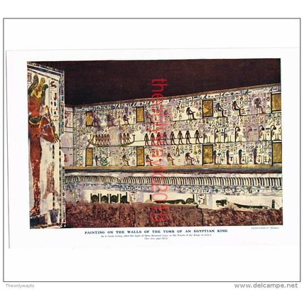 Wall Painting in Tomb at Luxor, Egypt, Book Illustration (Print), c1907