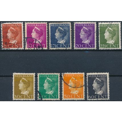 Queen Wilhelmina: 9 Values - Netherlands 1940 - Used Hinged