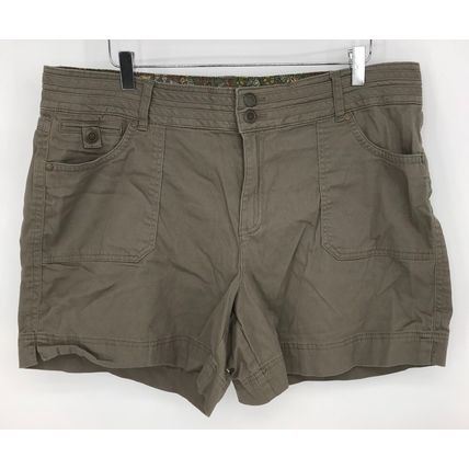 Dakota Blue Women's Mid Rise Stretch Flat Front Shorts Olive Size 16 Casual