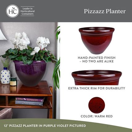 The HC Companies Pizzazz Decorative round Flower Pots W/Ceramic Look - Uv-Resist