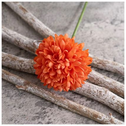 Woodside Home Living Artificial Chrysanthemum Ball Flowers - Orange Set of 12