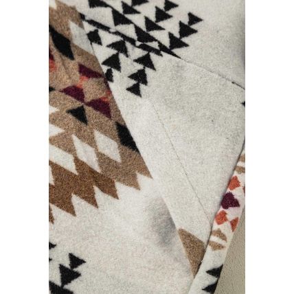 Beige Aztec Printed Stand Neck Zip Up Jacket
