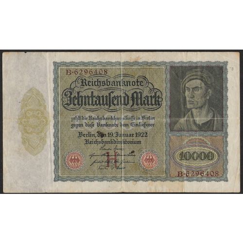 Kr 70: 10000 Mk. blue-green on olive-green underprint.