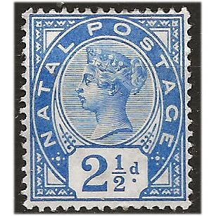 Natal 1891 SG112 2 1/2d Bright Blue Mounted Mint . ..