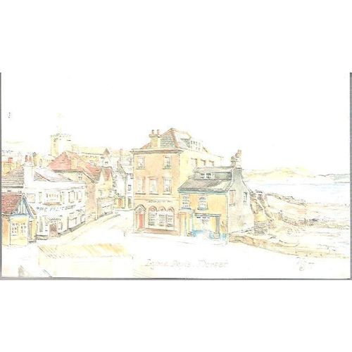 Lyme Regis, Dorset - general view - art postcard c.1980s