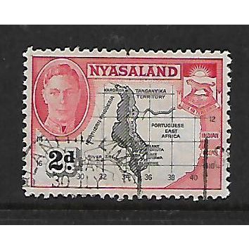 NYASALAND 1953 2d BLACK & YELLOW ORANGE SG 176 FINE USED