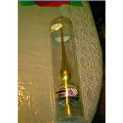 NEW GORGEOUS BLOWN GLASS SHINY GOLD STAR 13" HIGH TREE TOPPER