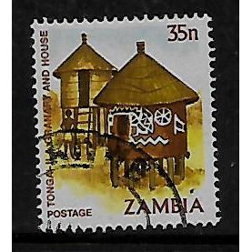 ZAMBIA 1981 NATIVE CRAFTS 35N TONGA 11A GRANARY AND HOUSE SG 346 FINE USED