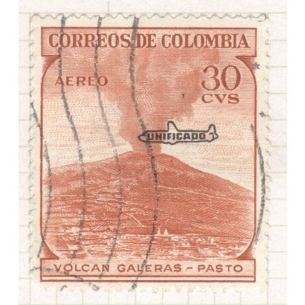 Colombia 1959 (Air) - 30cvs red - Galeras Volcano - used