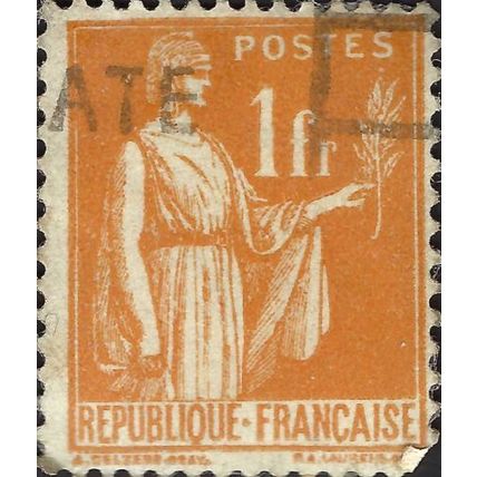 FRANCE, Peace with olive branch, orange 1932, 1F